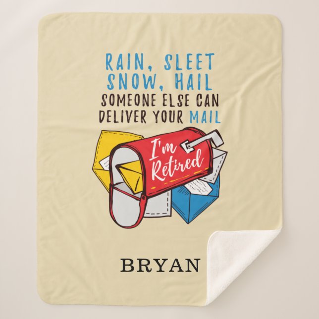 Postal Worker Retirement Mailman Personalized Sherpa Blanket (Front)