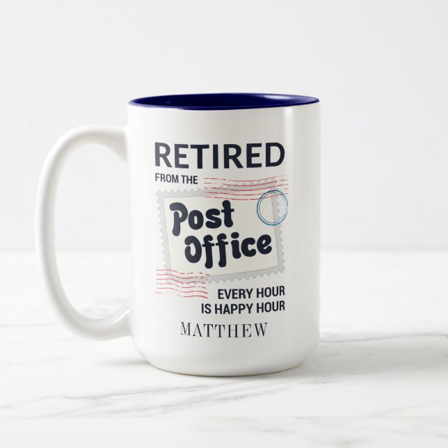 Postal Worker Retirement Mailman Personalized Two-Tone Coffee Mug (Left)