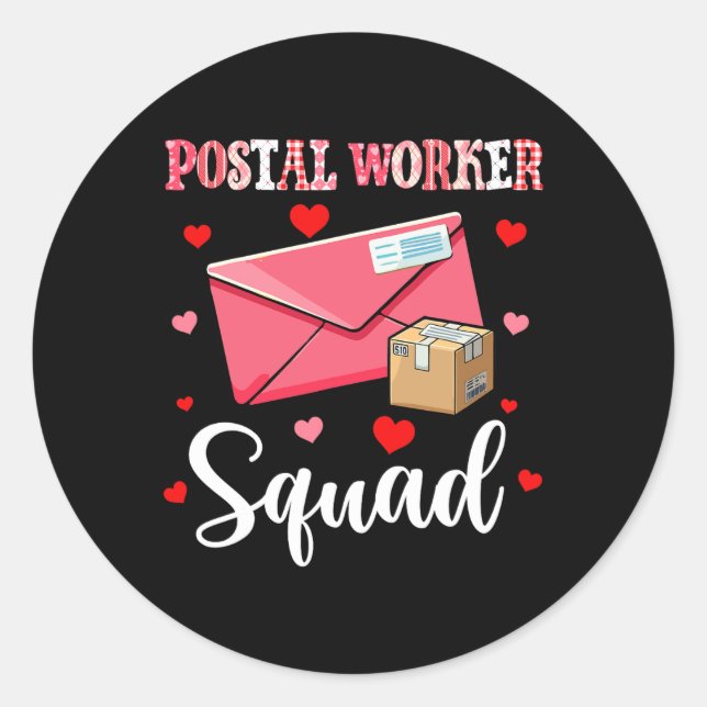 Postal Worker Squad Cute Tools Valentine Hearts Pr Classic Round Sticker (Front)
