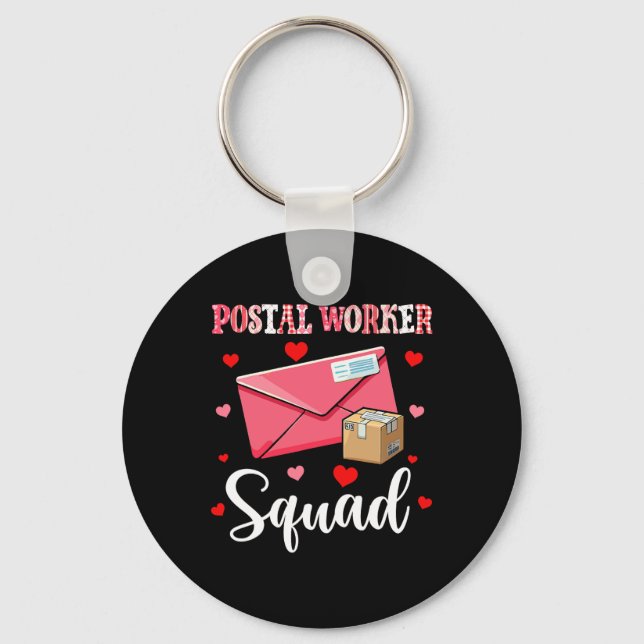 Postal Worker Squad Cute Tools Valentine Hearts Pr Keychain (Front)