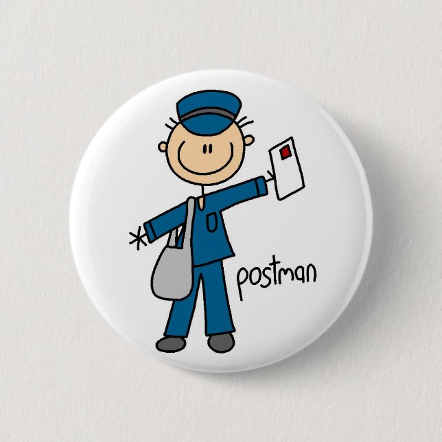 Postal Worker Stick Figure 2 Inch Round Button (Front)