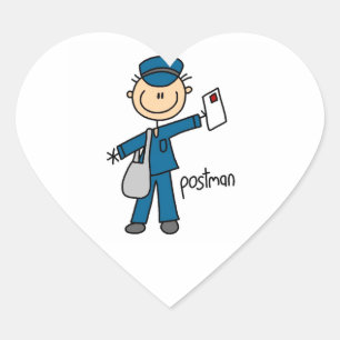 Postal Worker Stick Figure Heart Sticker