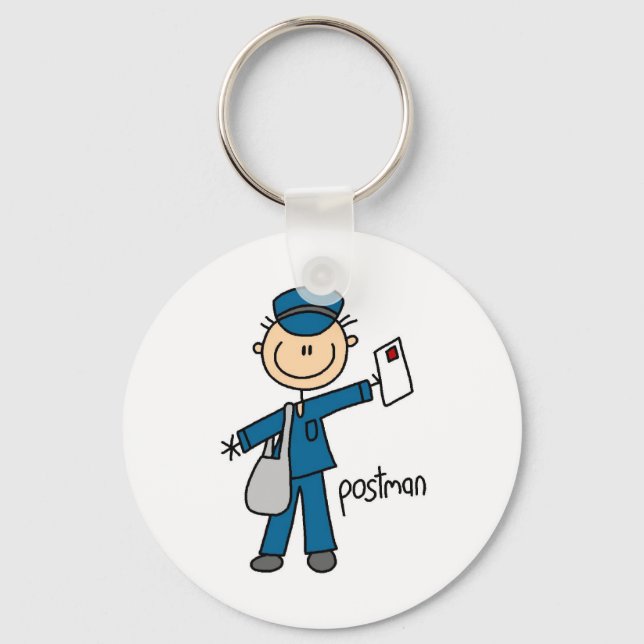 Postal Worker Stick Figure Keychain (Front)