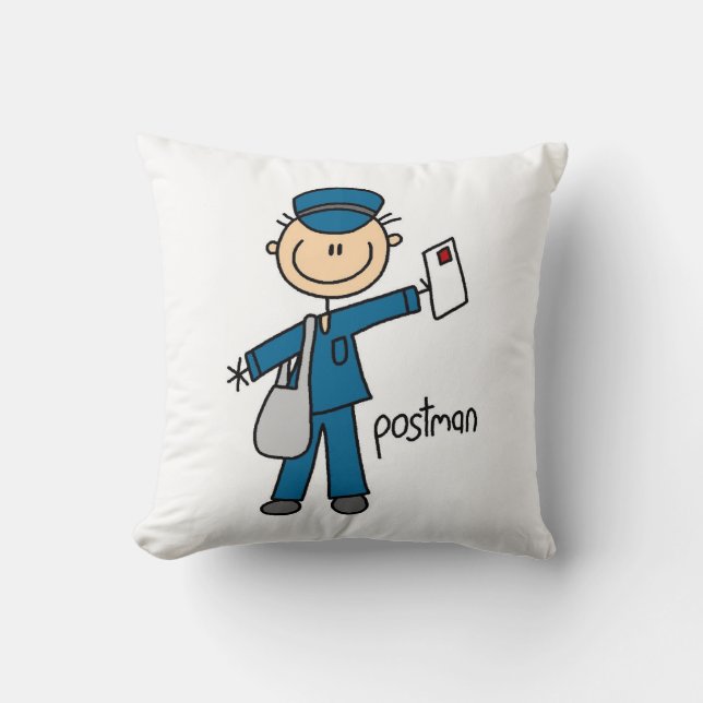 Postal Worker Stick Figure Throw Pillow (Front)