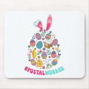 Postal Worker Tools Bunny Eggs Shape Easter Huntin Mouse Pad