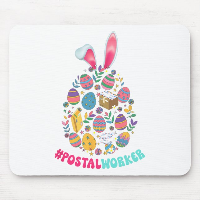 Postal Worker Tools Bunny Eggs Shape Easter Huntin Mouse Pad (Front)