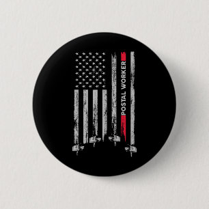 Postal Worker Vintage Usa American Flag Us Postal  2 Inch Round Button