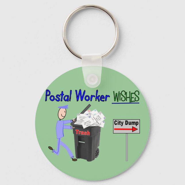 Postal Worker Wishes--Funny Keychain (Front)