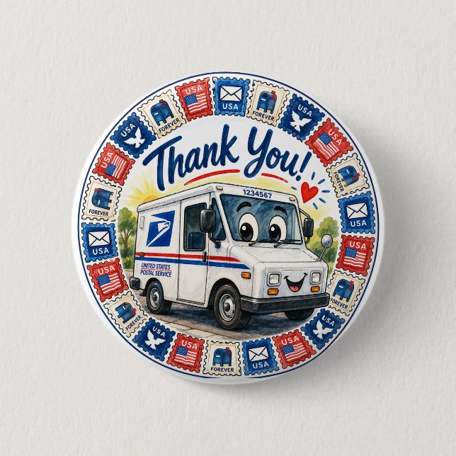 Postal Workers Appreciation  2 Inch Round Button (Front)