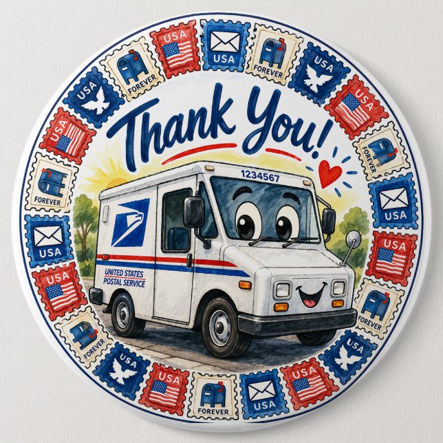 Postal Workers Appreciation  6 Inch Round Button (Front)