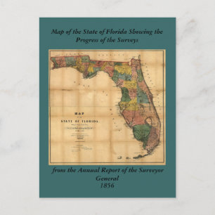 Postale 1856 Carte de l'État de Floride par Columbus Drew