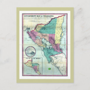 Postale 1856 Carte du gouvernement du Nicaragua par A.H. J