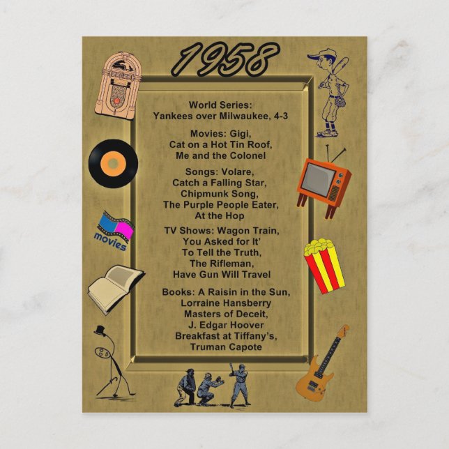 Postale 1958 Grands événements Carte d'anniversaire (Devant)