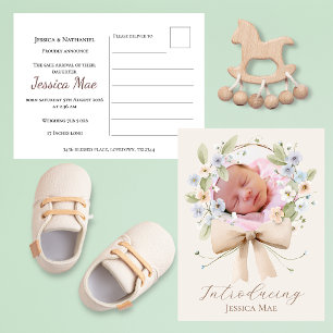 Postale 1 Carte de Naissance Couronne Florale Photo