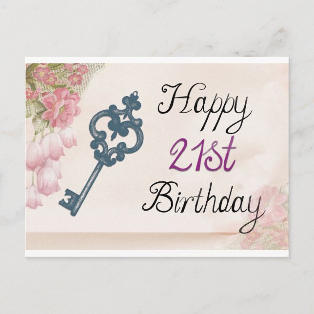 Postale 21e carte d'anniversaire femme (Devant)