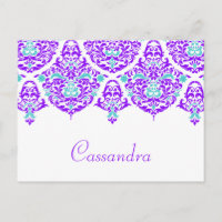311 Ma chère Cassandra Plum Aqua Carte de nom