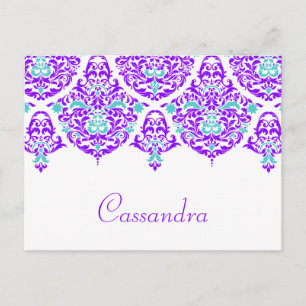 Postale 311 Ma chère Cassandra Plum Aqua Carte de nom