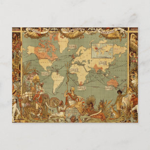 Postale Affiche de carte du monde de l'Empire britannique