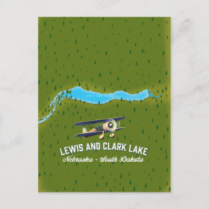 Postale affiche de la carte de lewis et clark Lake.