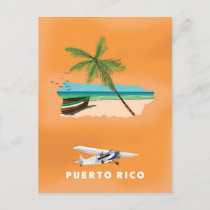 Postale Affiche de voyage carte illustrée de Porto Rico.