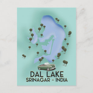 Postale Affiche de voyage du lac Dal, Srinagar, Inde Carte