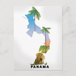 Postale Affiche de voyage illustrée carte du Panama.