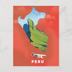 Postale Affiche de voyage illustrée carte du Pérou