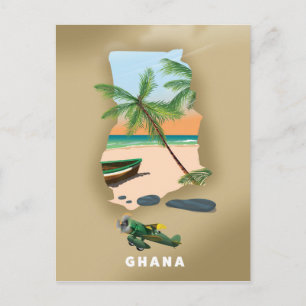Postale Affiche de voyage illustrée de la carte du Ghana.