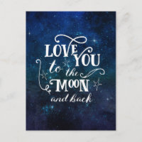 Aimez-vous à la lune et les étoiles dos carte post