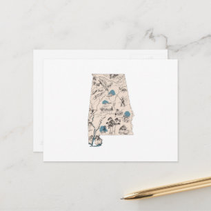 Postale Alabama Carte Vintage de l'image Antique Graphique