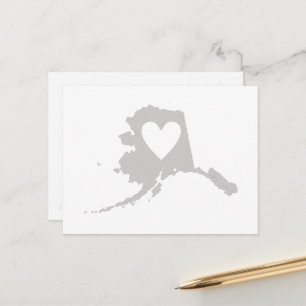 Postale Alaska Carte Forme Grey Coeur Coupe Alaskan