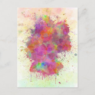 Postale Allemagne carte aquarelle style splash