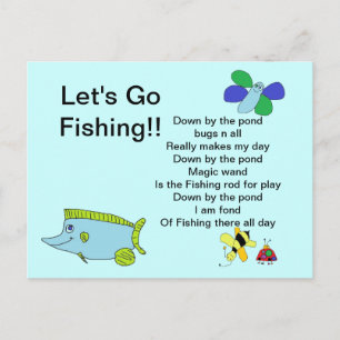 Postale Allons à la Carte de Pêche avec Poème