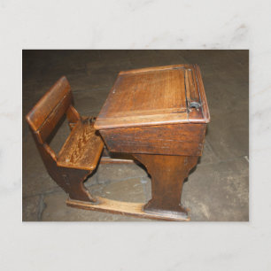 Postale Ancien bureau scolaire en bois et chaise carte pos