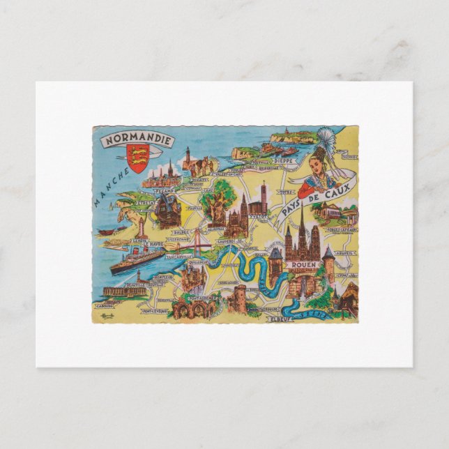 Postale Ancienne carte de Normandie (Devant)