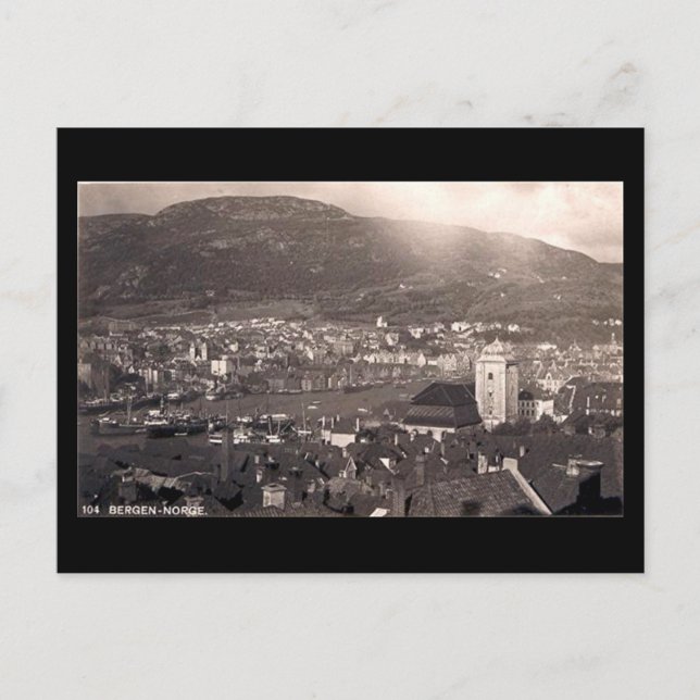 Postale Ancienne carte postale, Bergen, Norvège (Devant)