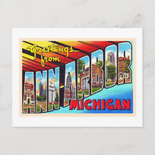 Postale Ann Arbor Michigan Vintage Grande Lettre Carte pos