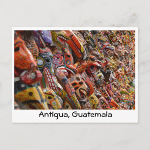 Postale Antigua, Guatemala Maya Masques en bois Carte post