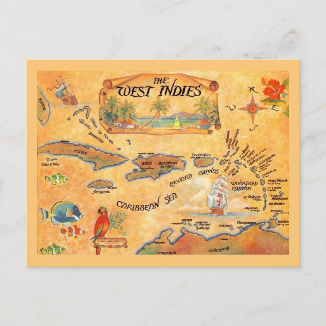 Postale Antilles Caraïbes Carte Can Cooler (Devant)