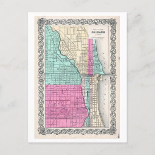 Postale Antique 1855 Carte de Chicago, Illinois,