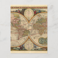Antique vieille carte du monde rare et historique