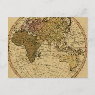 Postale Antique William Faden 1786 Carte de l'hémisphère o