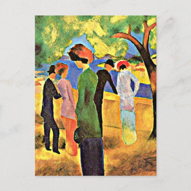 Postale Août Macke - Une femme avec une carte verte (Devant)