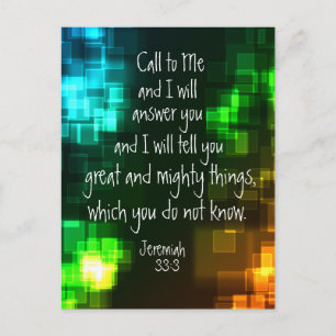 Postale Appel à moi Bible Verse Jeremiah 33:3 Carte postal