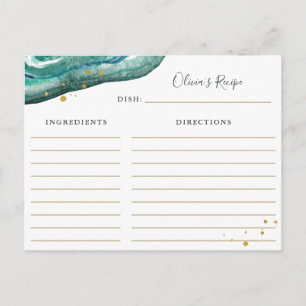Postale Aquarelle Turquoise et Gold Geode   Carte de recet