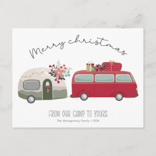 Postale Arbre de Noël du Camping vintage Carte de Noël