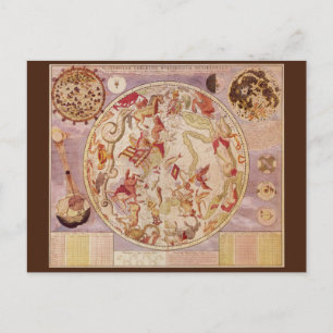 Postale Astronomie vintage, Carte Céleste par Carel Allard