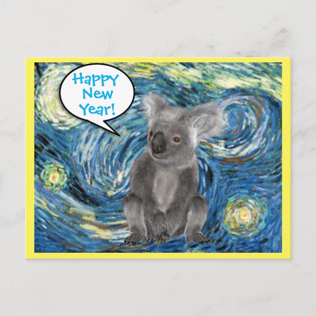 Postale Australie Koala dans Starry Night Spock carte post (Devant)