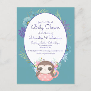 Postale Baby shower   Sloth Polka Dot Tea Cup Carte postal