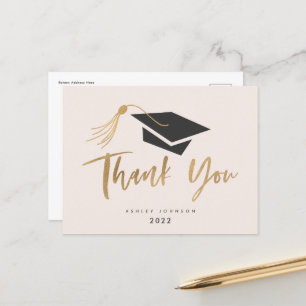 Postale Bac de diplôme et Tassel Gold Foil Blush carte pos